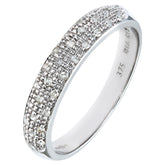 0.15ct Pave Set Round Diamond Half Eternity Ring in UK Hallmarked 9ct White Gold
